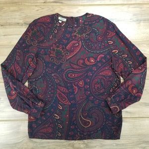 Vintage 70s 》Paisley Print Long Sleeve Top
